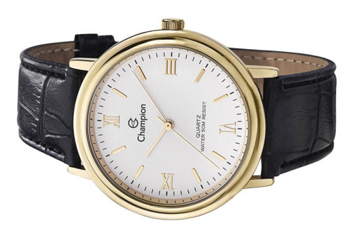 Relogio Masculino Dourado Champion Pulseira Couro Original