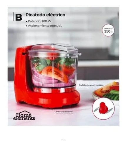 Picatodo Mini Chopper Eléctrico Home Element Carnes Verduras