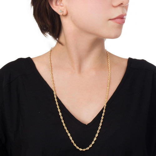 Cadena Torsal 3.5mm Unisex 65cm Oro Italiano Hueco 10k Color Dorado