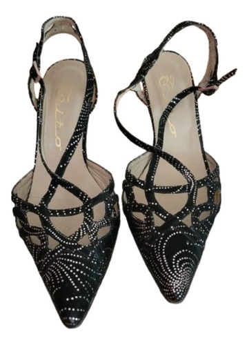Zapato De Fiesta En Cuero Con Brillos (Usado)