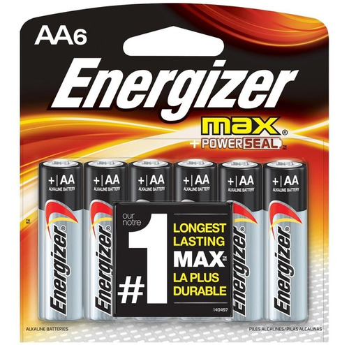 Pilha Alcalina Aa 1,5v Max Energizer Cartela Com 6 Pilhas P