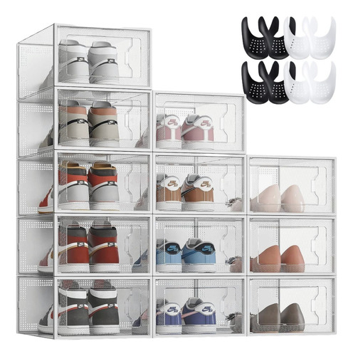 Caja Para Zapatos Tenis Transparente Apilable +8 Protectores