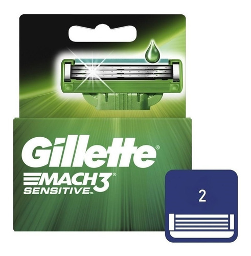 Gillette Mach3 Sensitive Cartuchos Para Afeitar X 2 Unidades