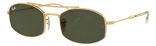 Anteojos de sol Ray-Ban RB3719 diseño Dijes Ovalados armazón oro pulido y lente verde