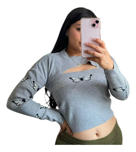 Sueter Crop Top Tejido Para Uso Casual (Usado)