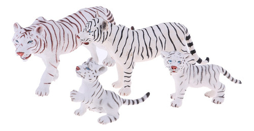 4 Piezas Simulación De Tigre Blanco Figura Juguete Modelo 4 Piezas Simulación De Tigre Blanco Figura Juguete Modelo