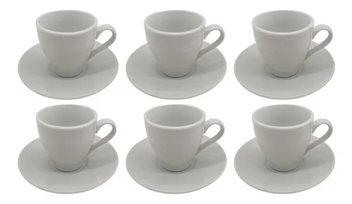 SET X 6 TAZAS DE CAFE DE PORCELANA CON PLATO