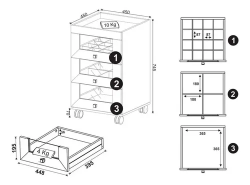 Carro Organizador Maquillaje 3 Puerta Con Ruedas Tecnomobili