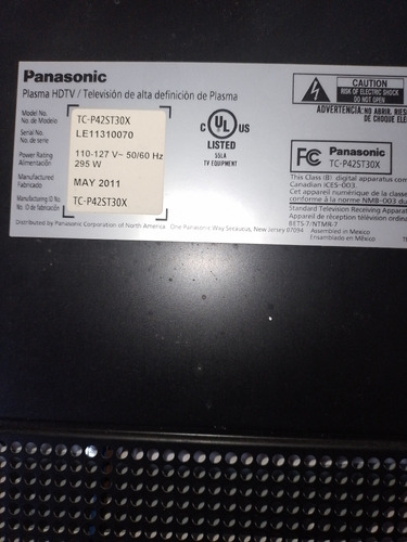 Tv Plasma Panasonic  Tc-p42st30x  Para Reparar