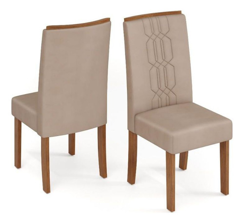Cadeira Sala De Jantar Zoe Kit 2 Un Cedro/suede Creme - Dj M