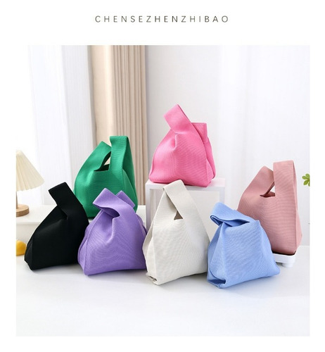 Bolsa De Compras Bordada De Color Sólido De Gran Capacidad