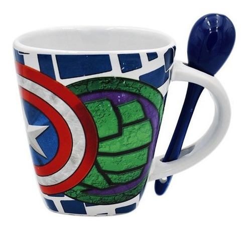 Taza Cafe Disney Marvel Avengers Ceramica C/cuchara 440ml