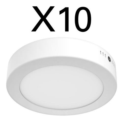 Paquete 10 Panel Led Slim Sobreponer 12w Redondo Luz Fria