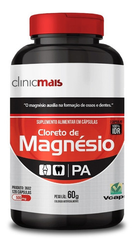 Cloreto De Magnésio 500mg Clinic Mais 120 Cápsulas Sabor Sem Sabor