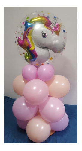 Columna De Globos Tematica Unicornio Con Globo Doble