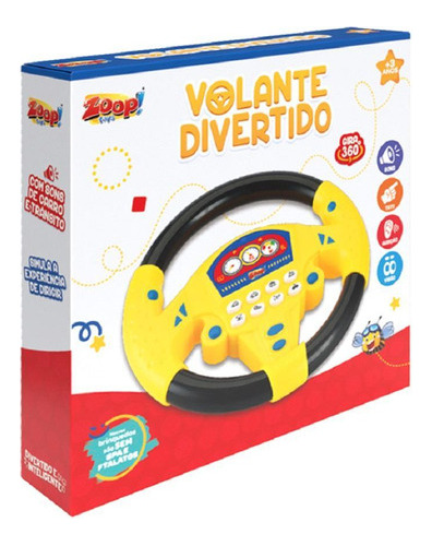 Brinquedo Volante Infantil Divertido Musical Som Carro Zoop 