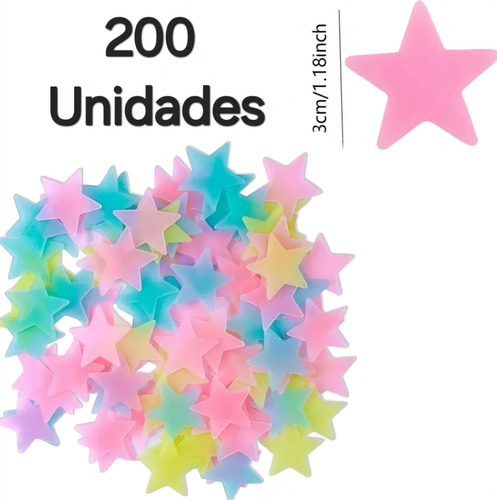 Set 200 Estrellas Luminosas Fluorescentes Adhesivas Brillan