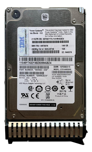 Hd Ibm 146gb 15k 2.5 Sas 6gb 00fx876 00fx871 Cor Prateado