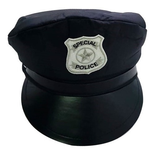 Chapéu Quepe Policial + Meia Arrastão Preto Carnaval Festa