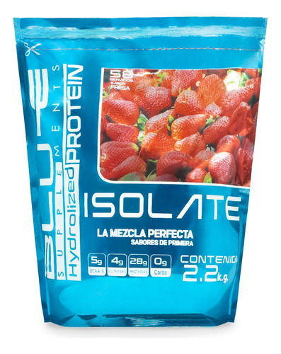 Proteína Whey Hidrolizada Isolate Blu-e 2.2kg Bolsa 58 Servs Sabor Fresa