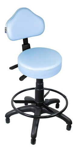 Cadeira Mocho Azul Claro Ergonômico Caixa Alta Com Aro