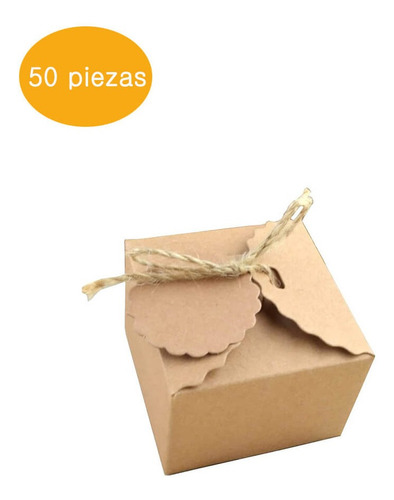 50caja Regalo Papel Kraft Cuadrado Vintage Dulce Boda Fiesta