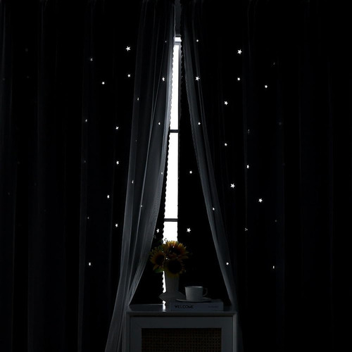 Y 2pzs Cortinas Black Out Decorativas Con Estrellas