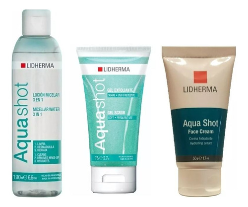 Aquashot Locion + Crema + Exfoliante Lidherma