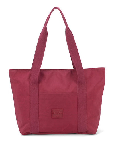 Bolsa Shopping Feminina Up4you Tactel Casual Leve Alça Ombro Cor Vinho