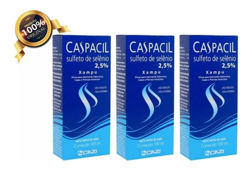 Caspacil Anticaspa 100ml - Kit 3 Unidades Seborréia Caspa -