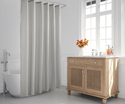 Cortina Baño Simil Lino Gancho Roller Metalico Linen 13 Pzas