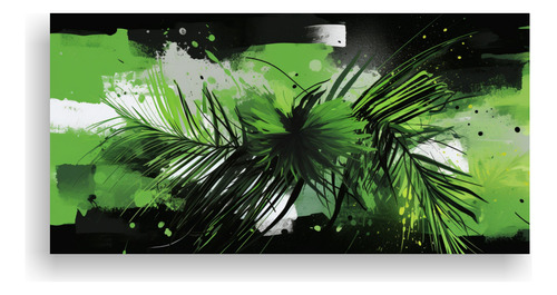 80x40cm Cuadro Espectacular De Palmeras En Verde Y Negro