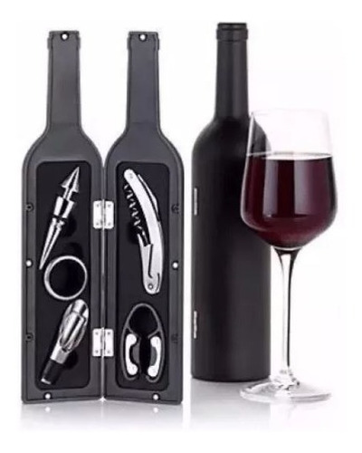 Set De Vino Sacacorchos Con Forma De Botella Negro