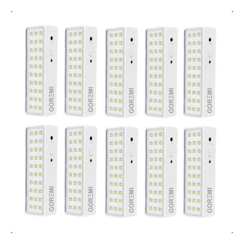 10 Luminária Emergência Lâmpada 30 Leds Recarregável Bivolt Branco Frio