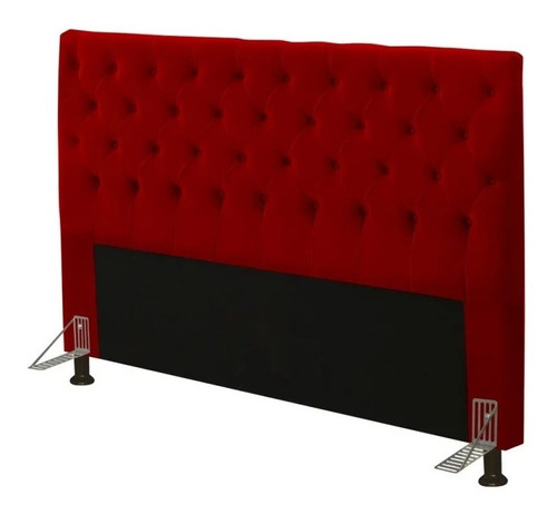  Cabeceira de cama box JS Móveis Cristal King 195cm x 126cm Camurça vermelha