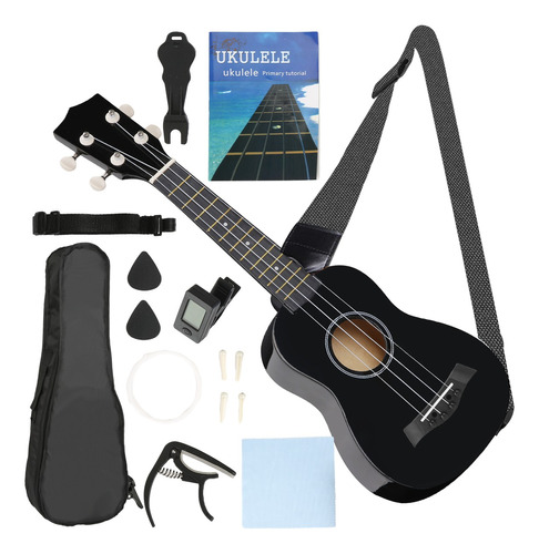 Kit De Ukelele Soprano Acústico 23in Con Afinador Y Estuche