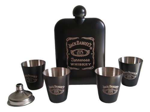 Set Licorera Jack Daniels Con Copas Y Embudo