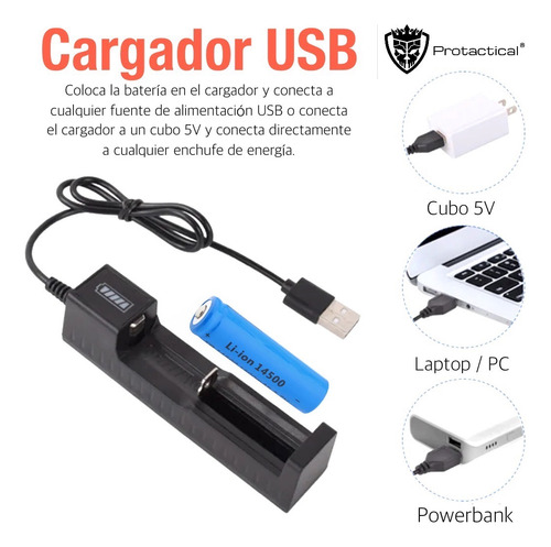 Lampara Tactica Recargable Luz Led Negra Uv + 2 Baterias Linterna Negro Luz Negra (UV)