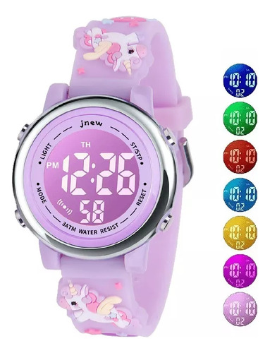 Reloj Digital Led Multifuncional Con Diseño De Unicornio Par