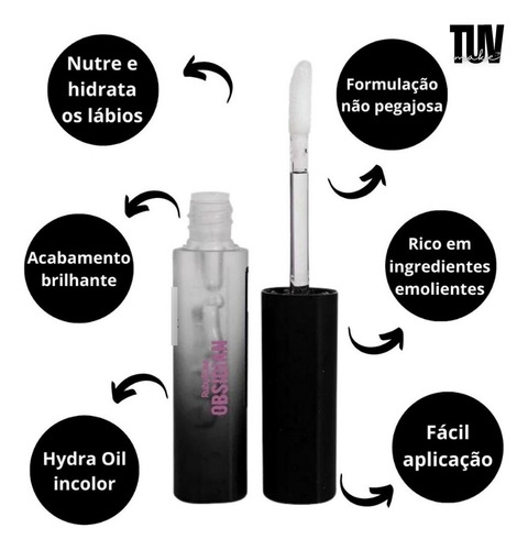 Gloss Labial Hidra Oil Hidratante Incolor Obsidian Ruby Rose