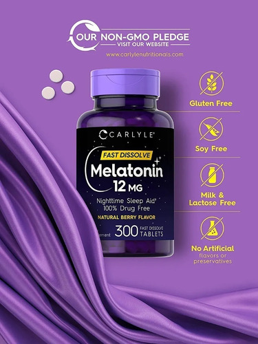 Melatonina 300 Tabletas Sabor Berry 12mg Maxima Eg Mm36 Bayas