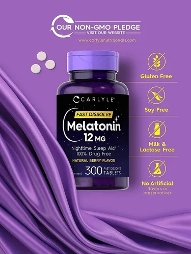 Melatonina 300 Tabletas Sabor Berry 12mg Maxima Potencia Sabor Bayas