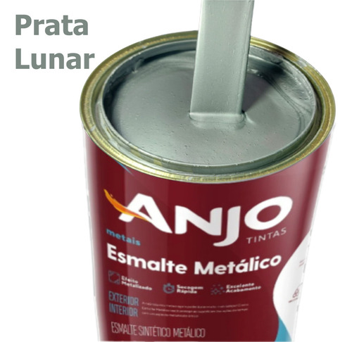 Tinta Esmalte Sintético Metálico Plus 3,6 Litros Para Ferro Direto Na Ferrugem Com Base Solvente E Secagem Rápida Anjo Cor Prata Lunar