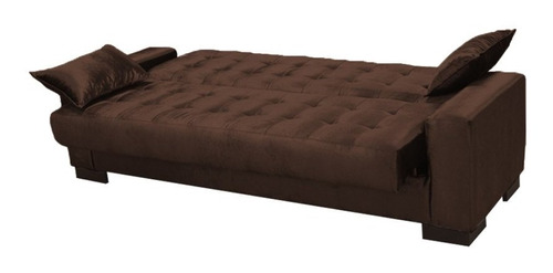 Sofá Cama Para Sala De Estar Lisboa Suede Marrom Esc - Ibiza Cor Cinza-escuro