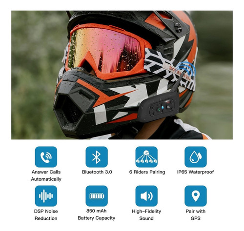 Casco Moto Bluetooth Interfono Comunicador