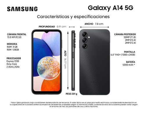 Imagen 3 de 4 de Samsung A14 5g 128gb 4gb Ram
