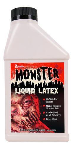 Látex Monstruo Líquido, Pinta 16 Onzas, Crea Monster/piel.