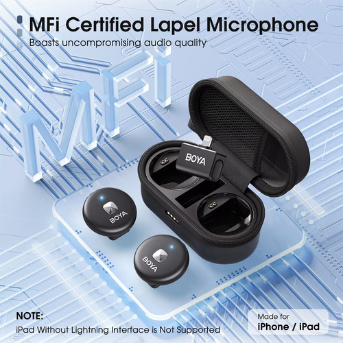 Microfone Wireless Sem Fio Boya Omic-d P/ios Lapela Preto