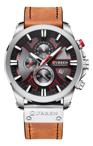 Reloj Cronógrafo De Curren 8346 Hombre Cuero Hebilla Simple