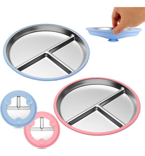 Juego De 2platos Infantiles De Acero Inoxidable Con .
